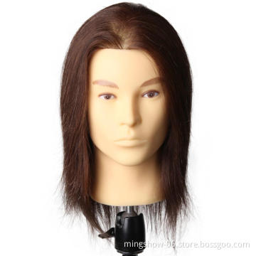100% Human Hair Male Manikin Head Hairdresser Training Head for Styling Dye Cutting Braiding Hair Styling Training Dummy Head